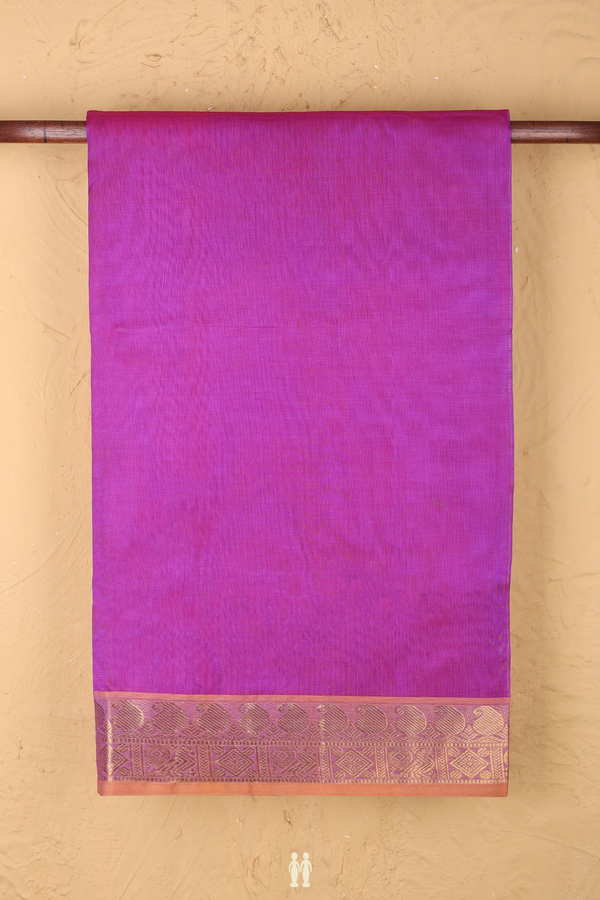 Silk Cotton Saree In Purple With Zari Border