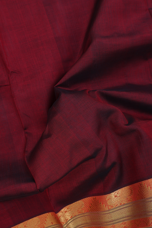 Silk Cotton Saree In Red With Contrast Border