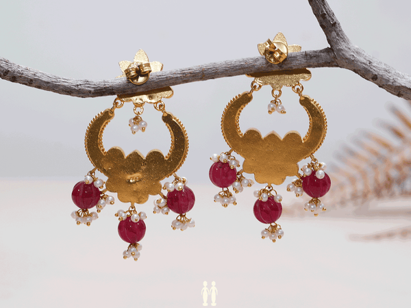 Contrast Design Chandbali Gold-Plated Silver Earrings