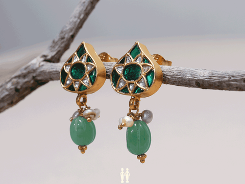 Thilagam Stud With Stones Gold-Plated Silver Earrings