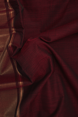Small Checks Design Berry Red Mangalagiri Cotton Saree