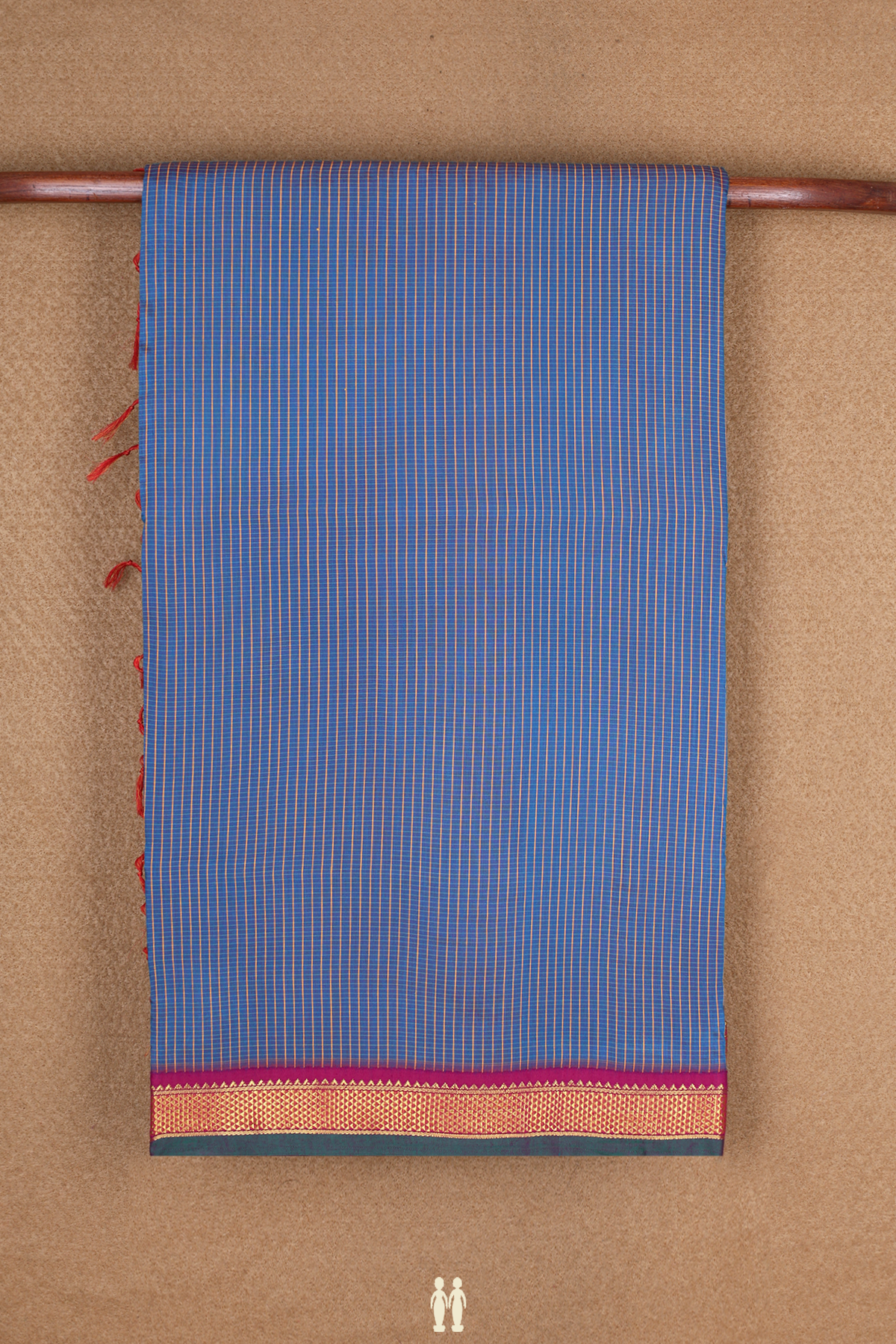 Small Checks Design Capri Blue Kalyani Cotton Saree