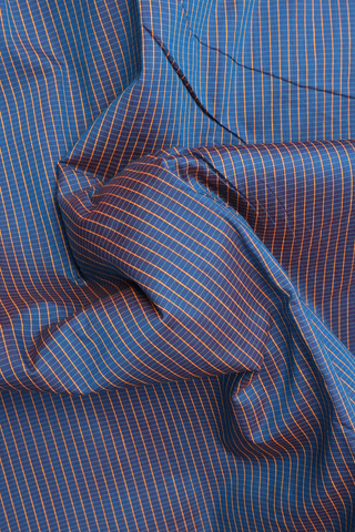 Small Checks Design Capri Blue Kalyani Cotton Saree
