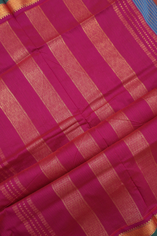 Small Checks Design Capri Blue Kalyani Cotton Saree