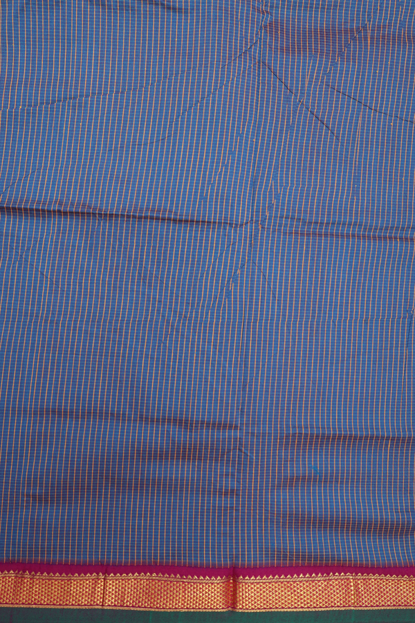 Small Checks Design Capri Blue Kalyani Cotton Saree