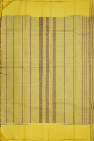 Small Checks Design Lemon Yellow Kanchipuram Silk Saree