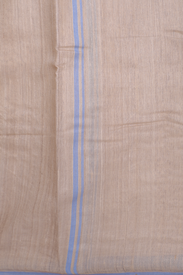 Small Contrast Border Plain Beige Pure Tussar Dhoti