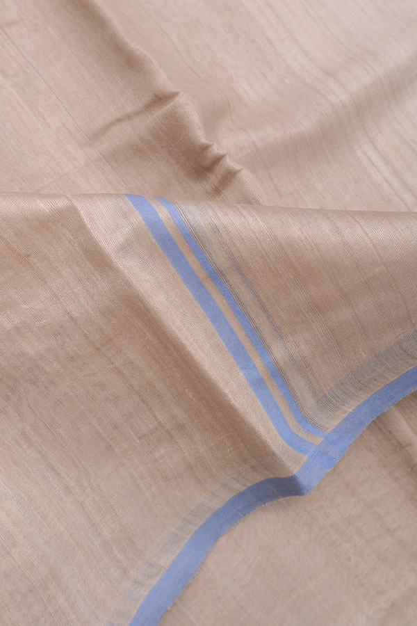 Small Contrast Border Plain Beige Pure Tussar Dhoti