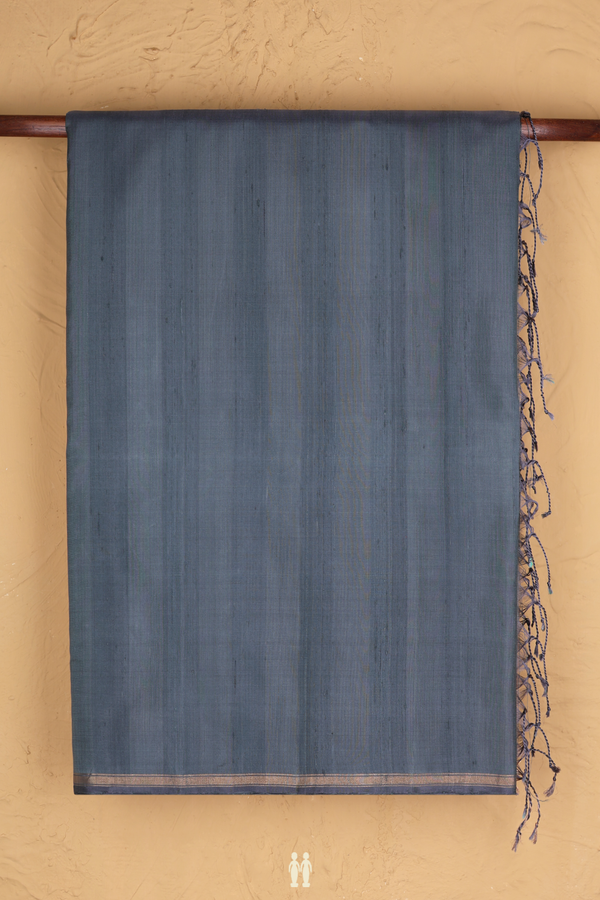 Soft Silk Saree In Aegean Blue With Zari Border