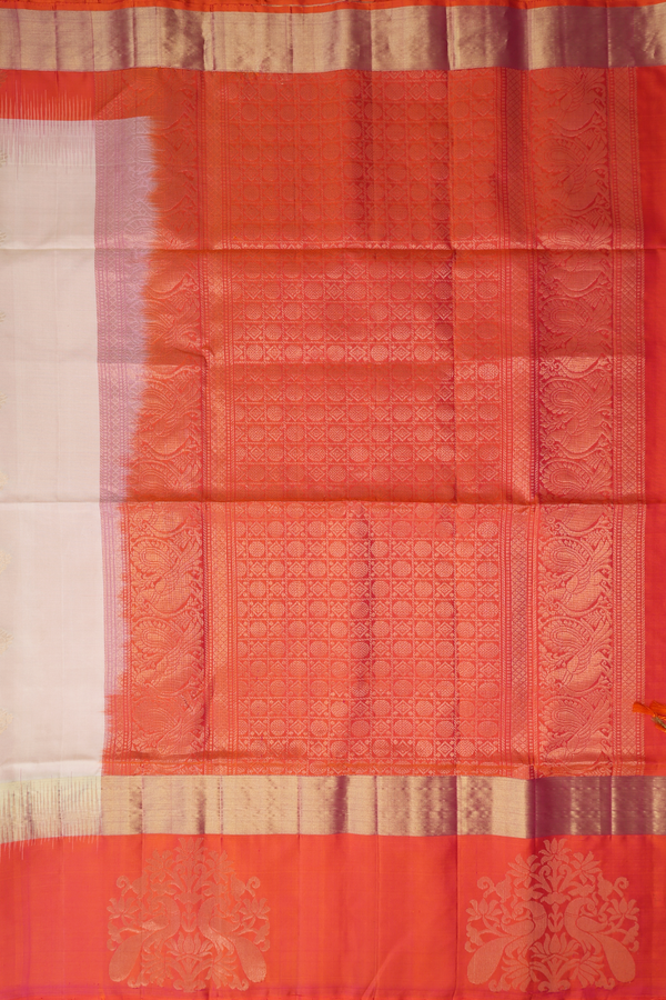 Soft Silk Saree In Beige With Floral Zari Buttas