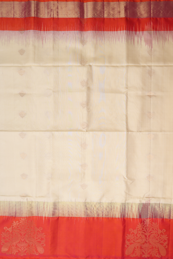 Soft Silk Saree In Beige With Floral Zari Buttas
