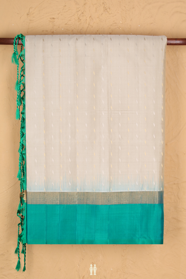 Soft Silk Saree In Beige With Zari Buttas