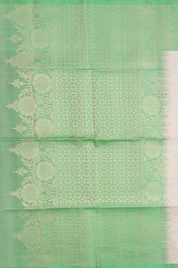 Soft Silk Saree In Beige With Zari Buttas