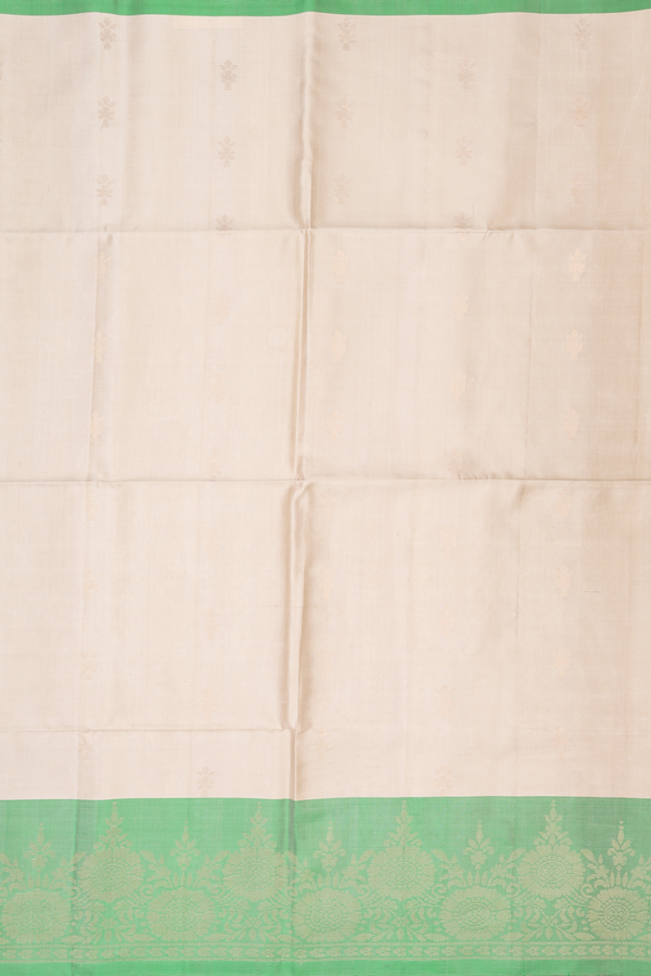 Soft Silk Saree In Beige With Zari Buttas