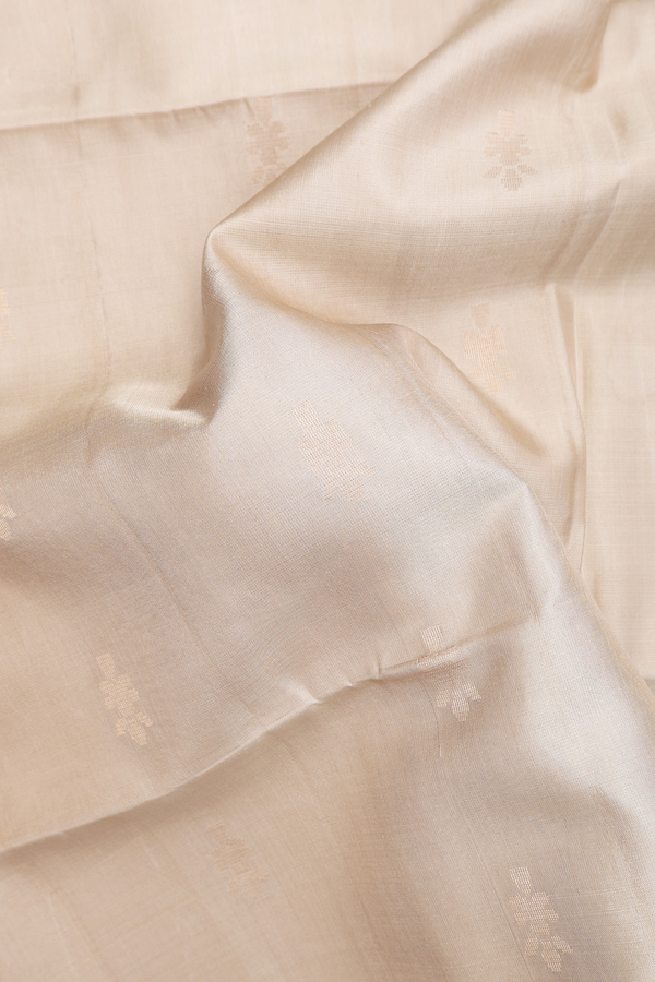 Soft Silk Saree In Beige With Zari Buttas