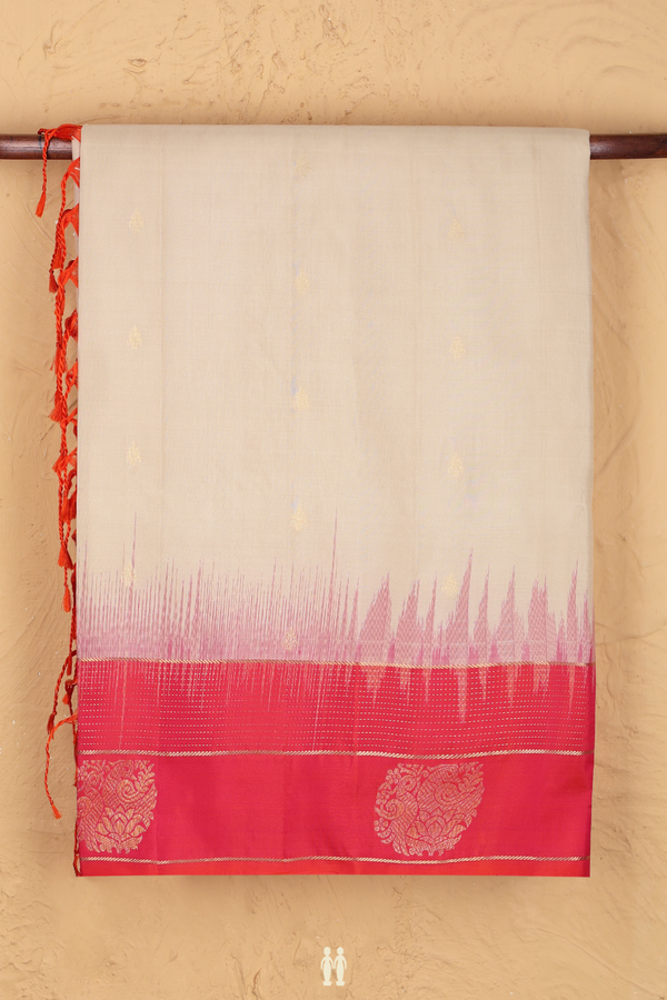 Soft Silk Saree In Beige With Zari Buttis
