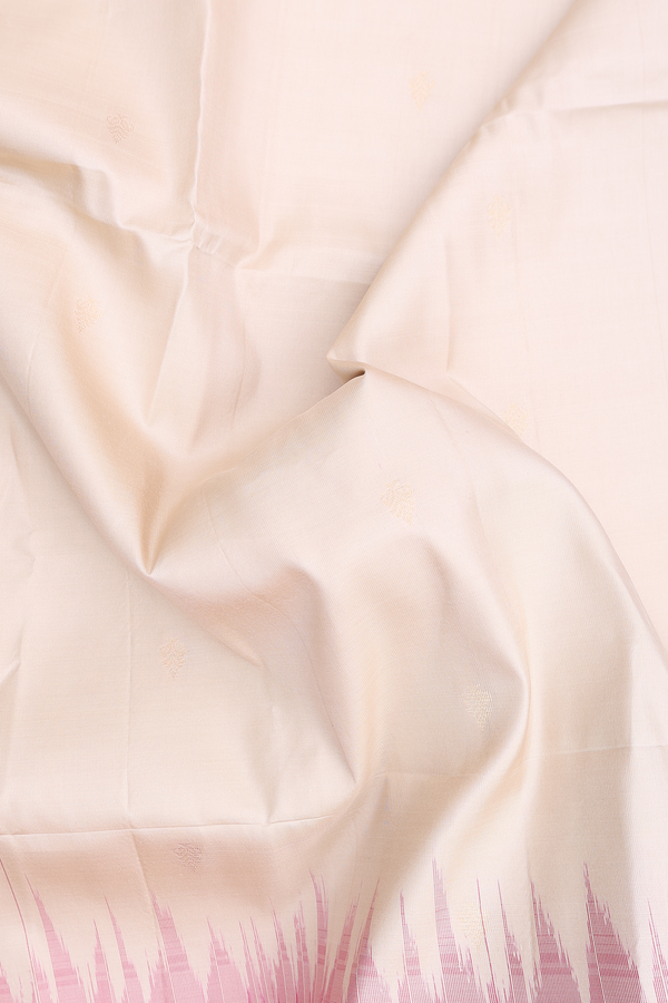 Soft Silk Saree In Beige With Zari Buttis