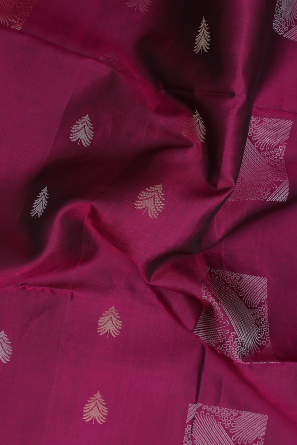 Soft Silk Saree In Berry Purple With Zari Motifs