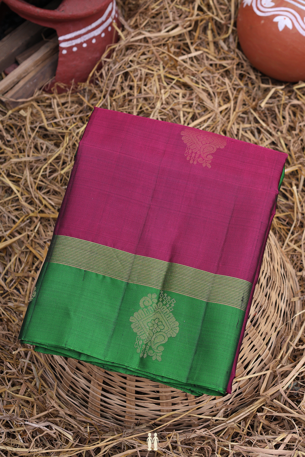 Soft Silk Saree In Berry Purple With Zari Motifs