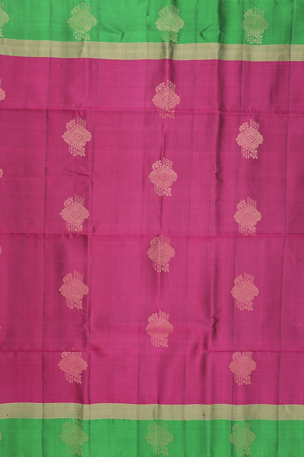 Soft Silk Saree In Berry Purple With Zari Motifs
