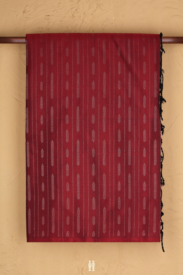 Soft Silk Saree In Berry Red With Stripes Design