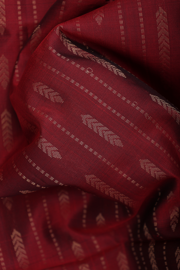 Soft Silk Saree In Berry Red With Stripes Design