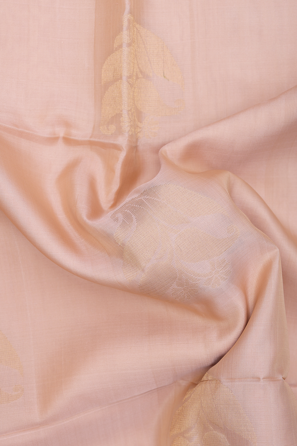Soft Silk Saree In Biscuit Color With Paisley Motifs