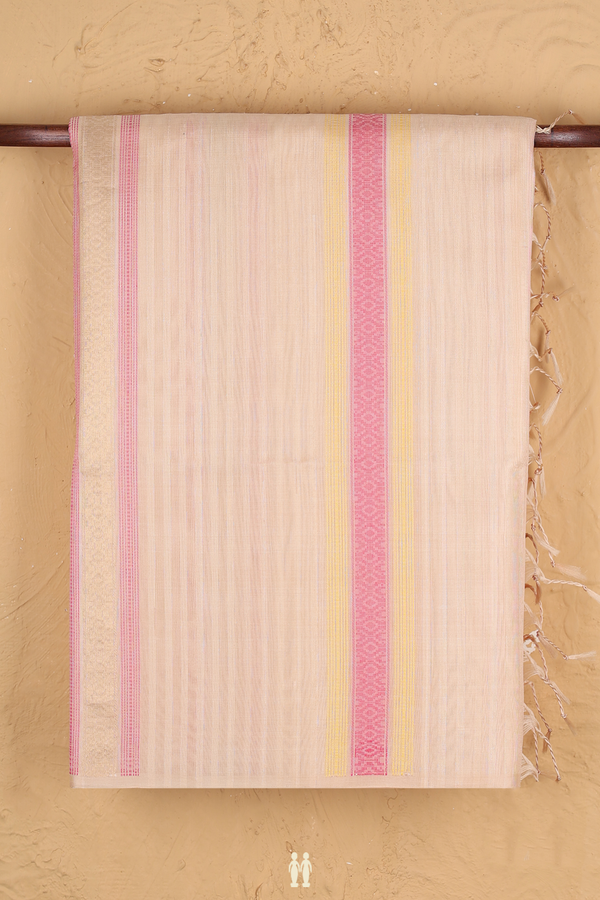 Soft Silk Saree In Biscuit Color With Stripes Design