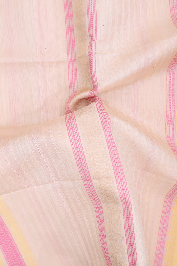 Soft Silk Saree In Biscuit Color With Stripes Design