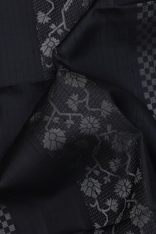 Soft Silk Saree In Black With Allover Design