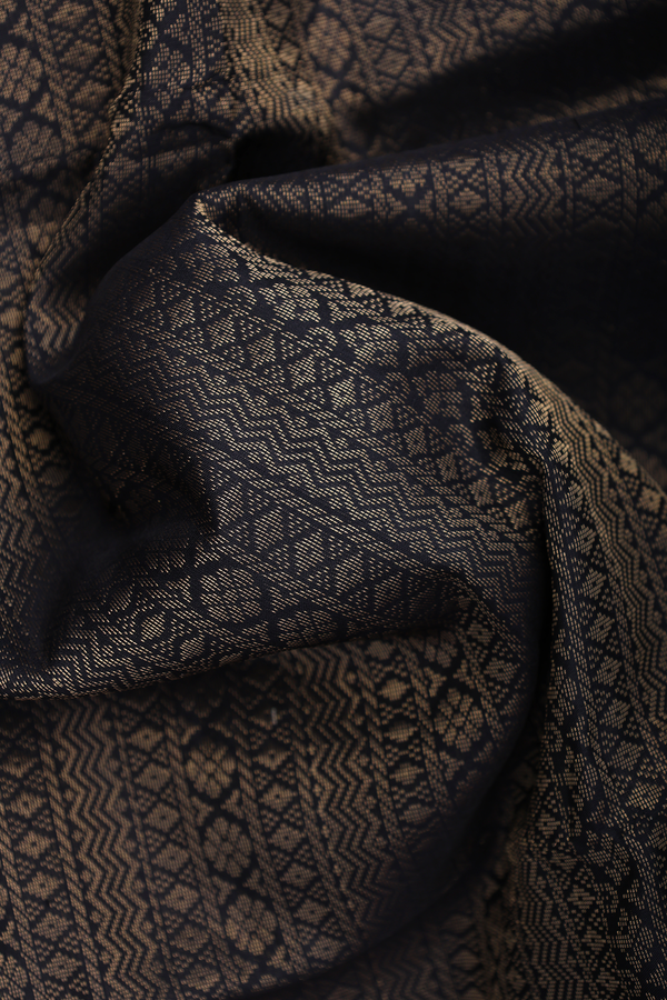 Soft Silk Saree In Black With Brocade Design