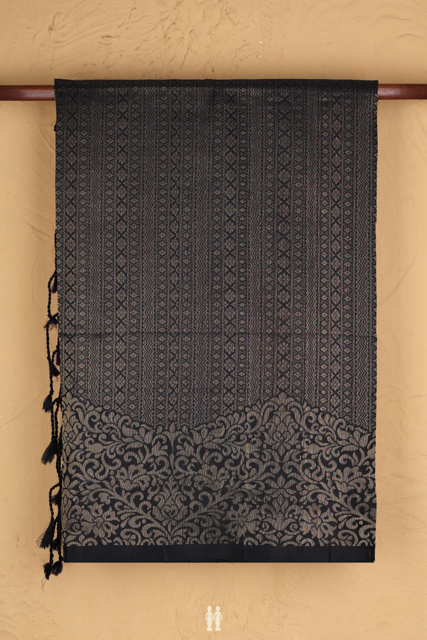Soft Silk Saree In Black With Brocade Design
