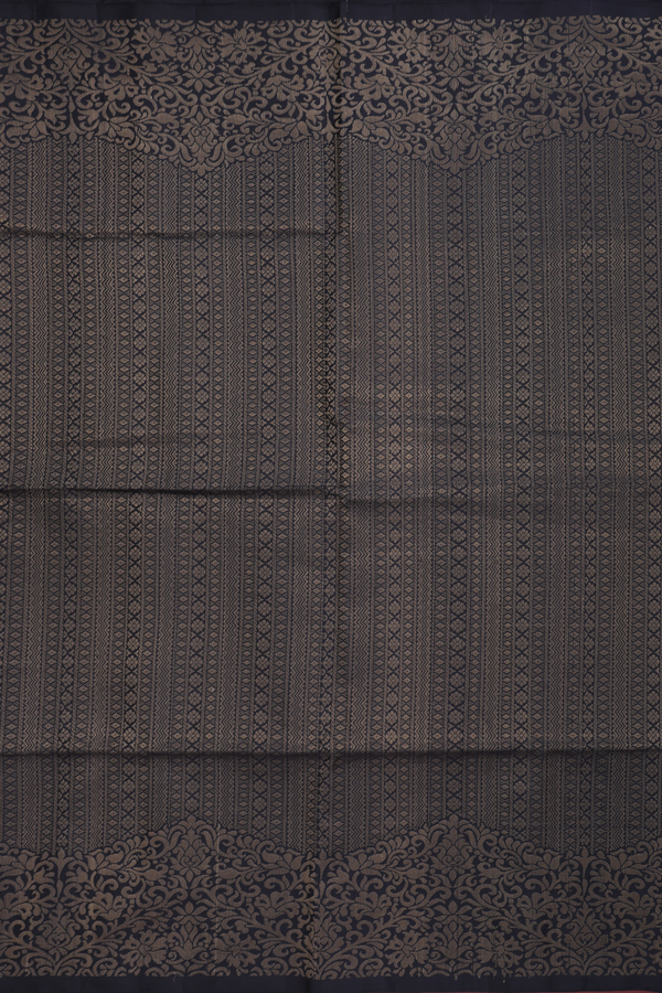 Soft Silk Saree In Black With Brocade Design