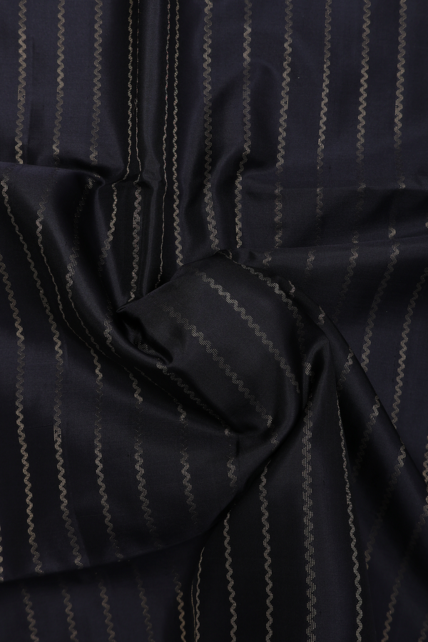 Soft Silk Saree In Black With Chevron Design