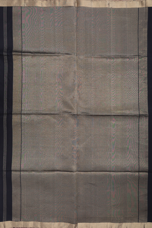 Soft Silk Saree In Black With Floral Buttas