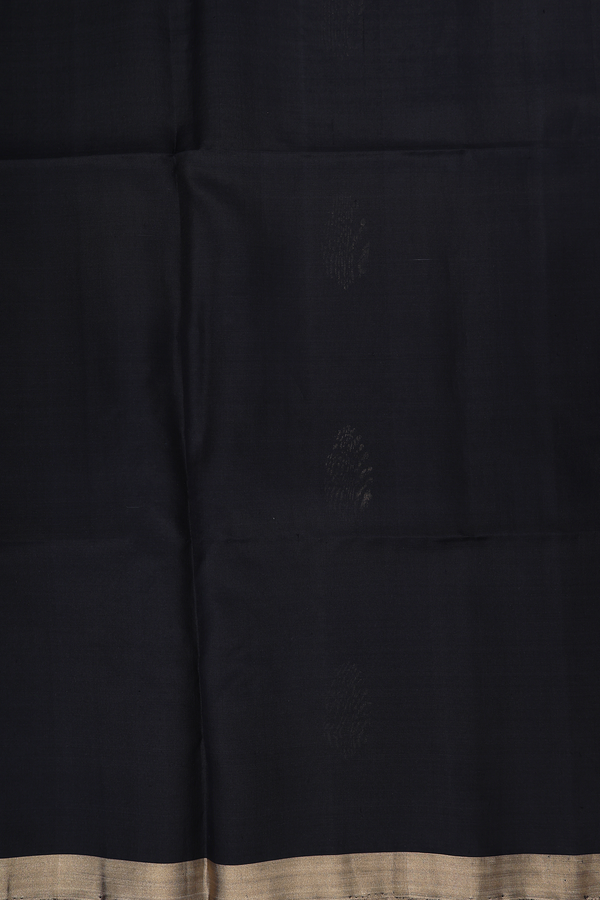Soft Silk Saree In Black With Floral Buttas