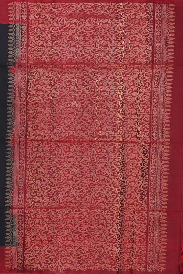 Soft Silk Saree In Black With Peacock Motifs