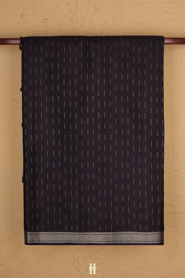Soft Silk Saree In Dark Oak Brown With Stripes Design
