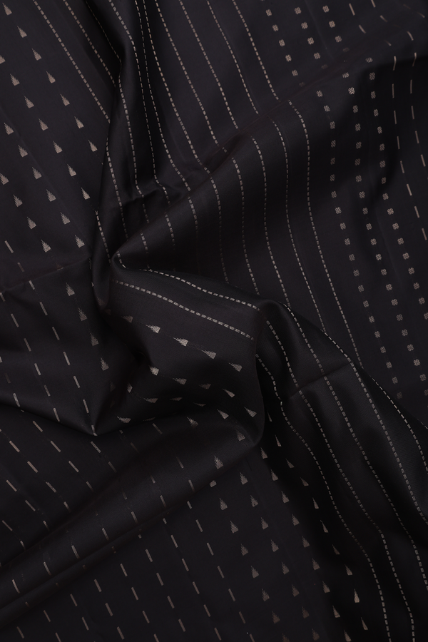 Soft Silk Saree In Black With Stripes Design