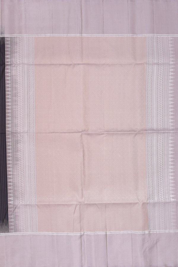 Soft Silk Saree In Black With Stripes Design