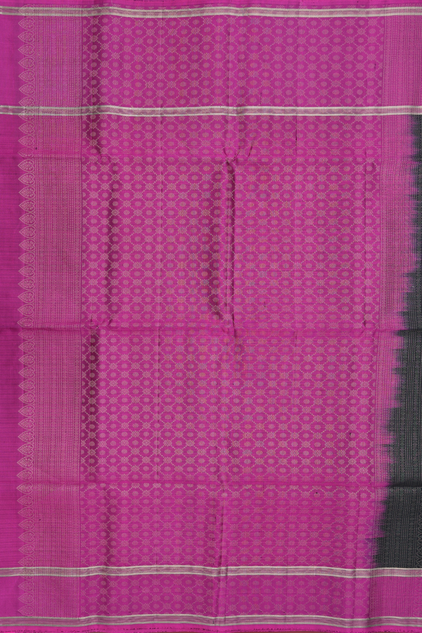 Soft Silk Saree In Black With Stripes Design