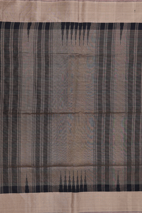 Soft Silk Saree In Black With Stripes Design