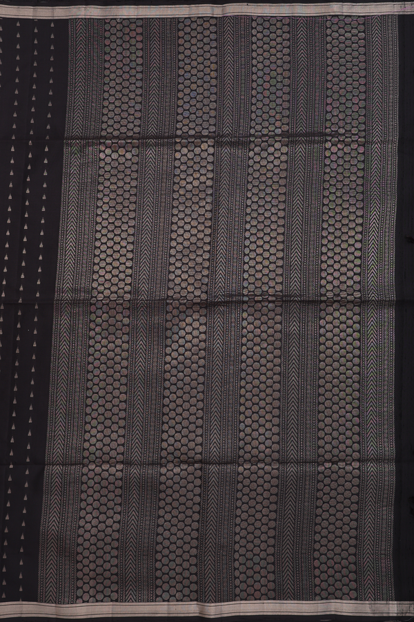 Soft Silk Saree In Black With Stripes Design
