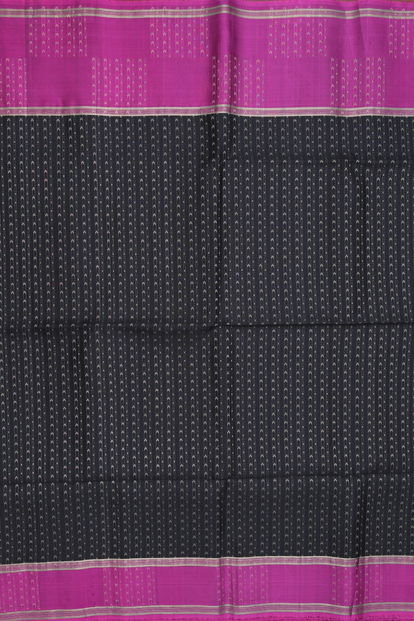 Soft Silk Saree In Black With Stripes Design