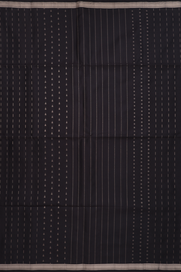 Soft Silk Saree In Black With Stripes Design