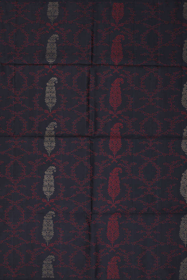 Soft Silk Saree In Black With Threadwork Design