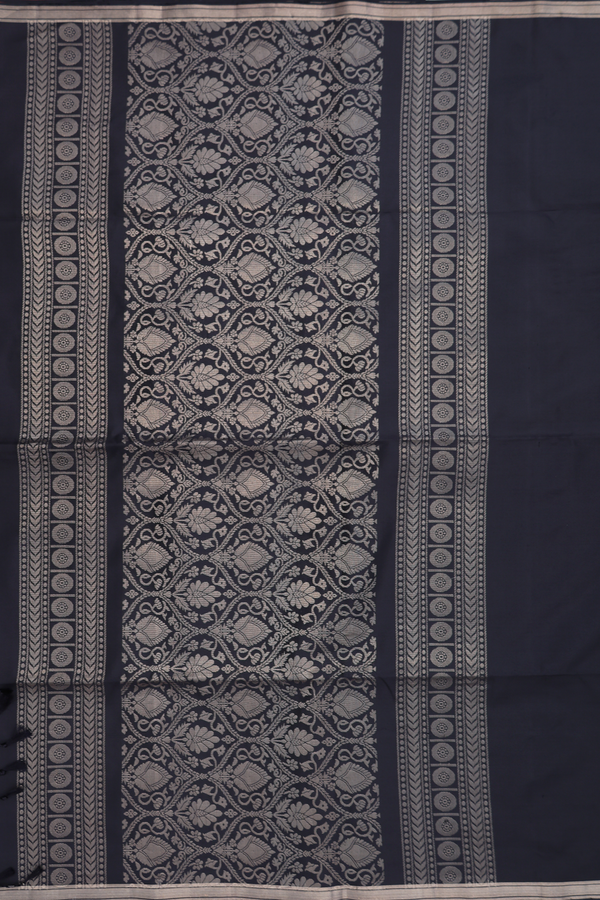 Soft Silk Saree In Black With Zari Buttas