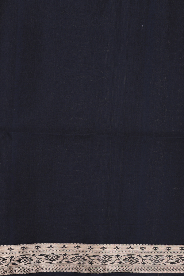 Soft Silk Saree In Black With Zari Buttas