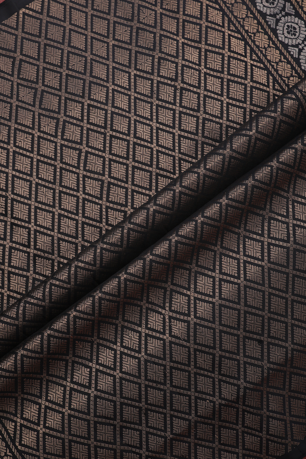 Soft Silk Saree In Black With Zari Buttas