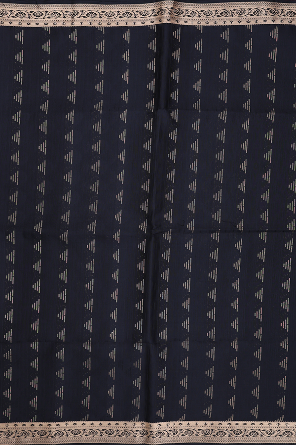 Soft Silk Saree In Black With Zari Buttas